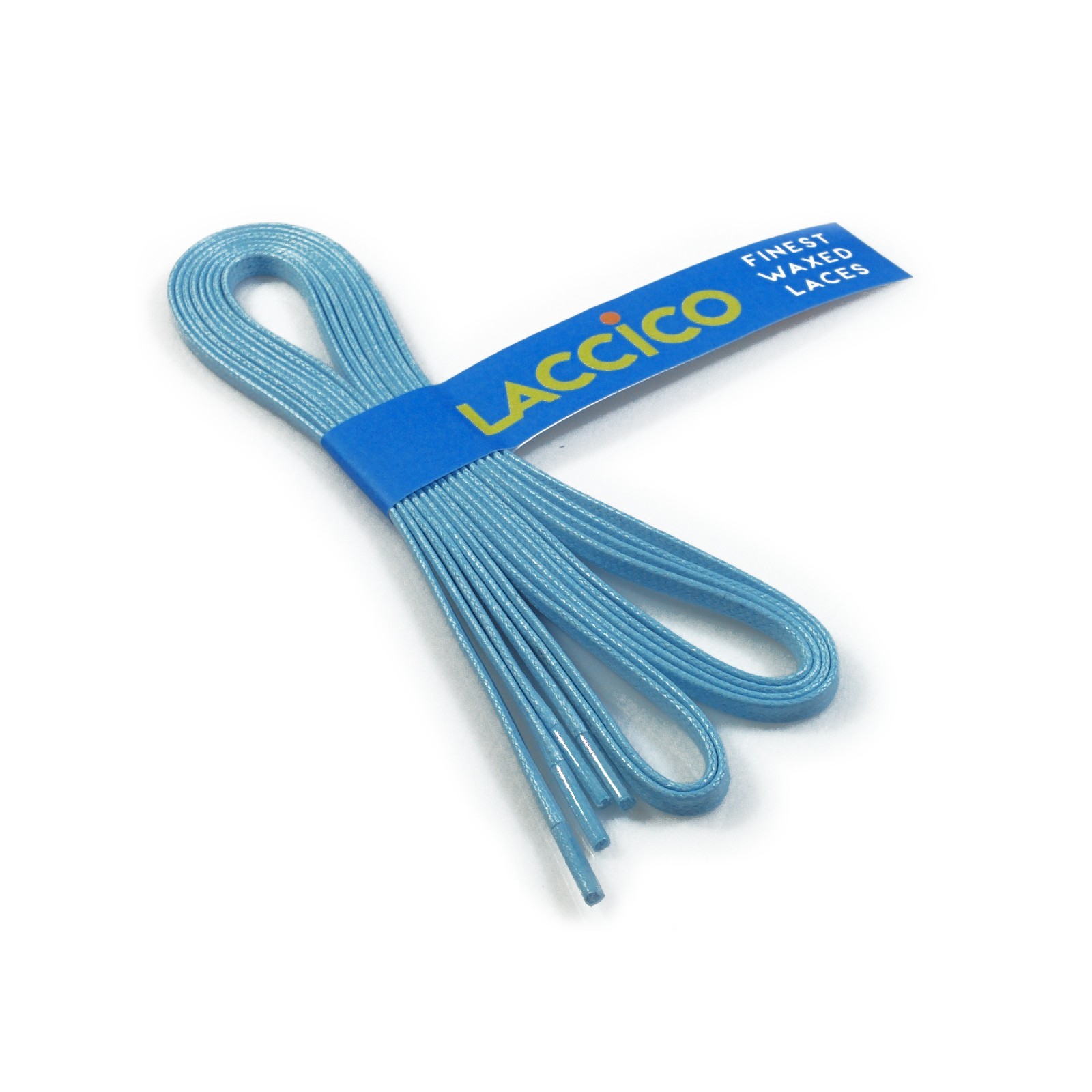 LACCICO® Light Blue Flat Waxed Shoe Laces width 4 mm 'Cerato'. Flat Laces